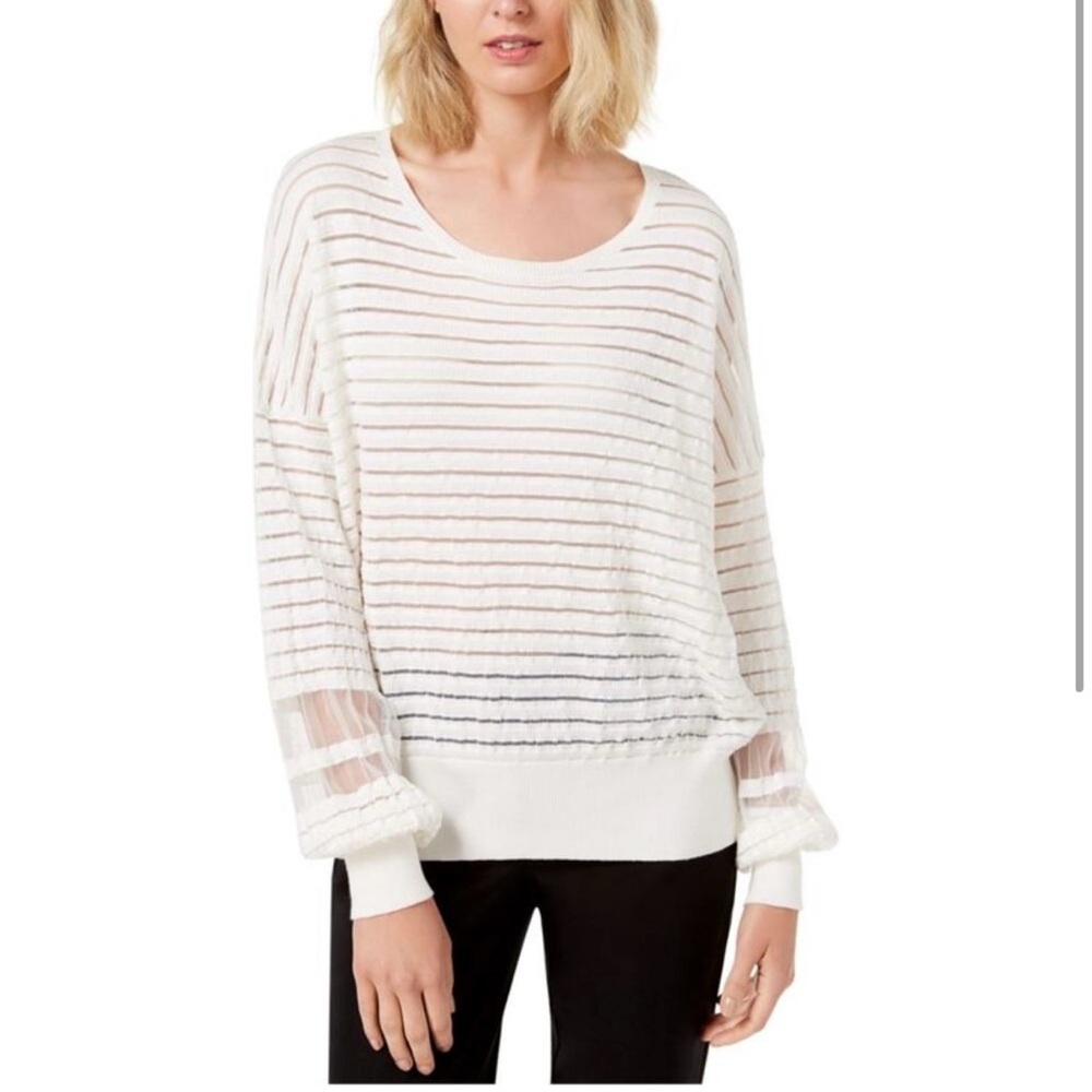 French Connection M mesh striped sweater